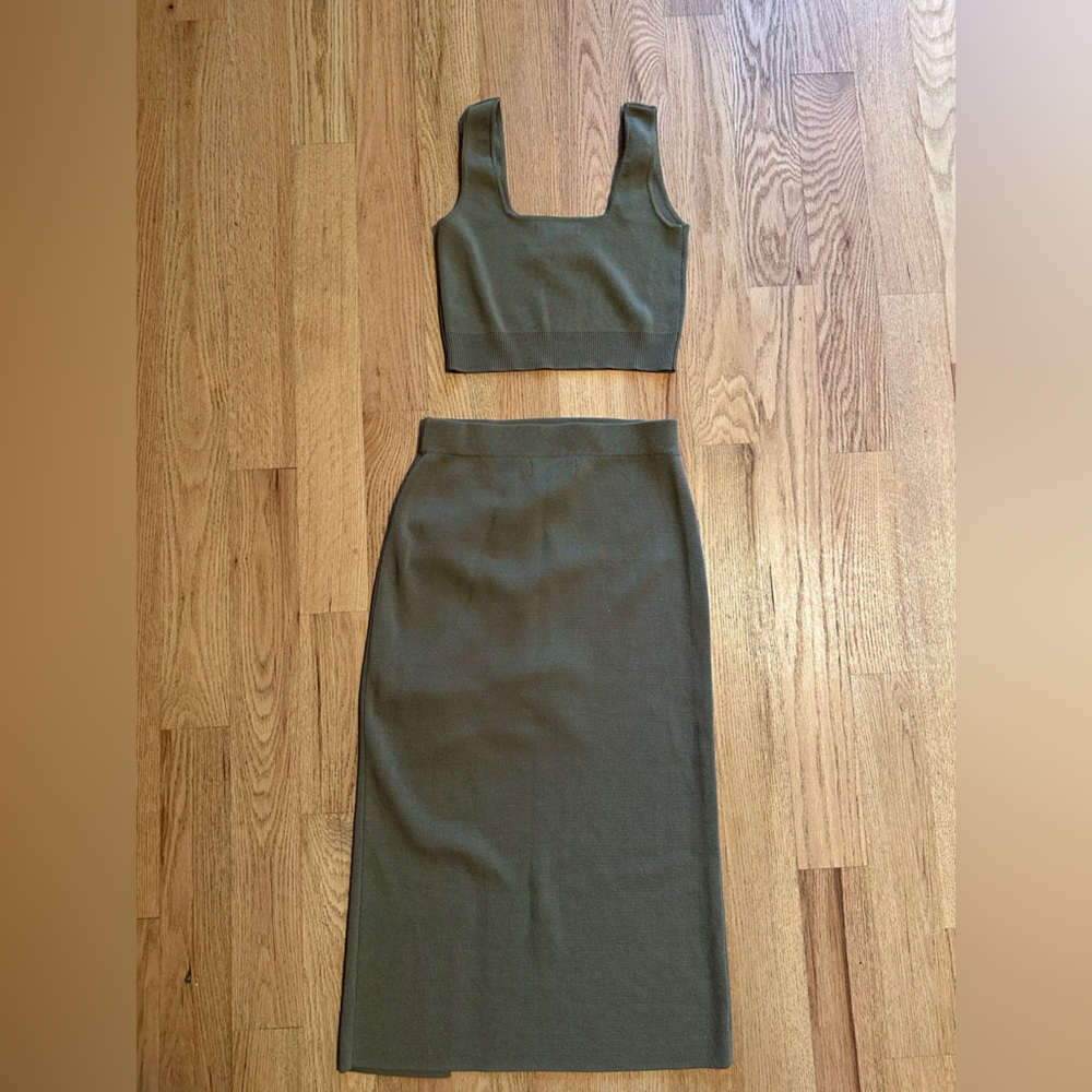 Mango Olive Maxi Skirt - Picture 3 of 5